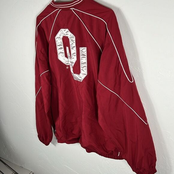 🏈 Vintage OKLAHOMA SOONERS Embroidered Fleece Lined Pullover Windbreaker Jacket - Picture 11 of 11